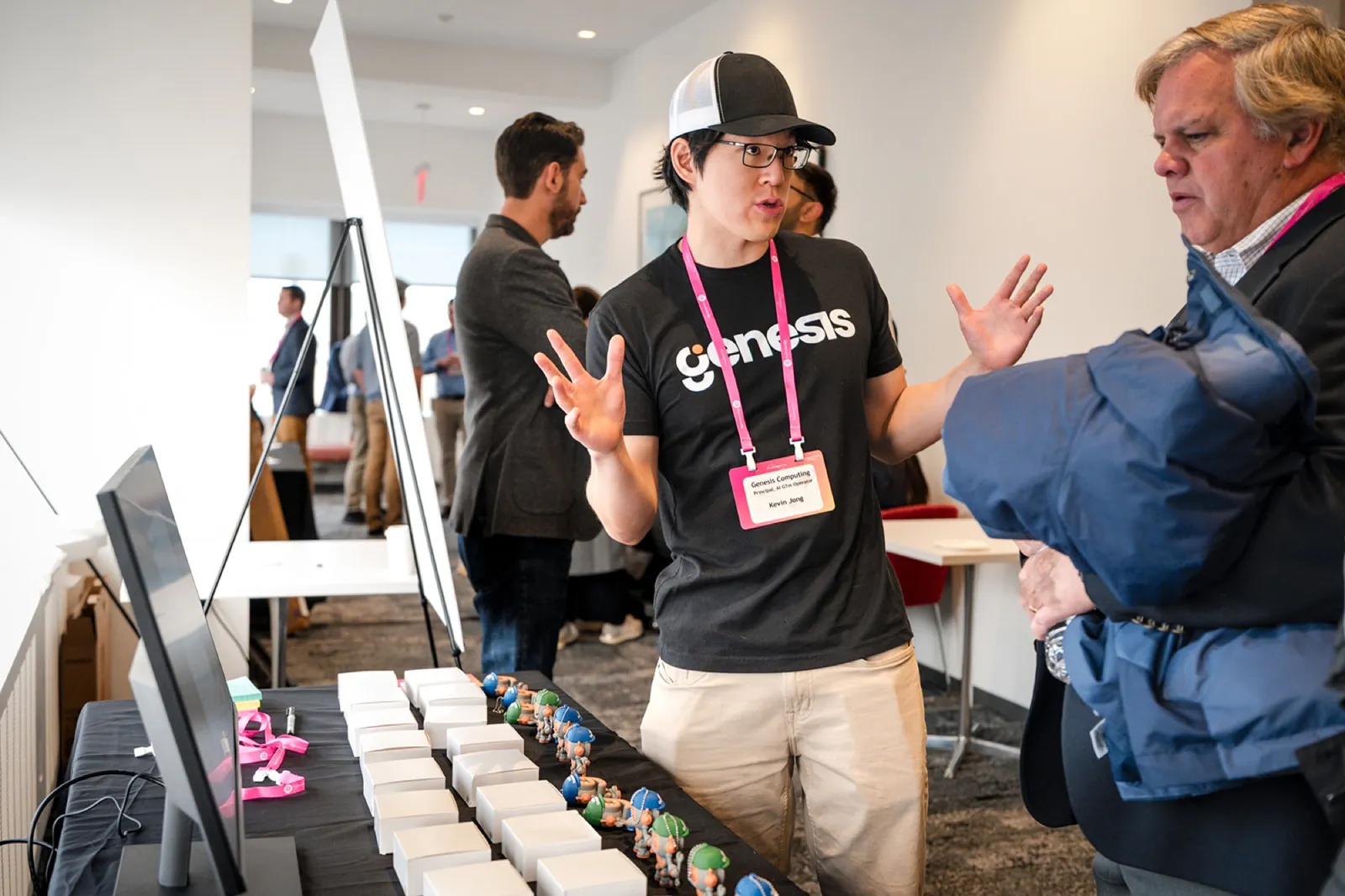 AI practitioners in conversation at a New York community event.
